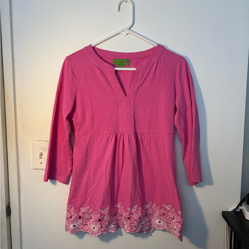 Island Republic Pink Smocked Embellished Tunic
